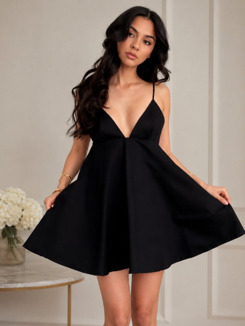 Zara Poplin Short Dress w/ Straps NWT Black Size Small